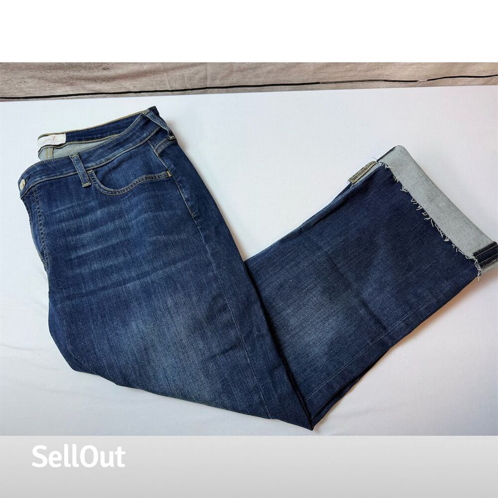 Jen 7 Women's Slim Capris Dark Wash Blue Denim Sz.14